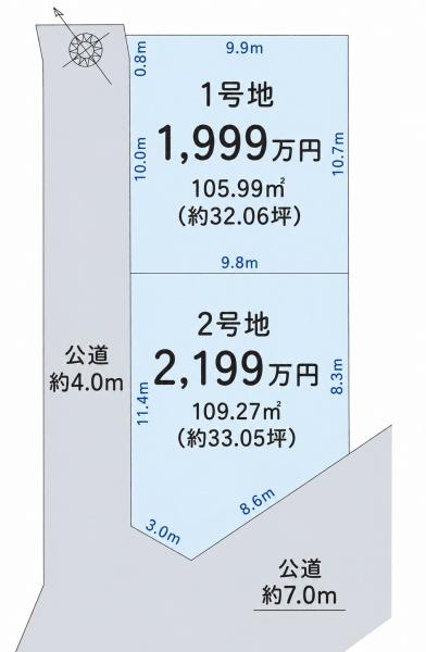小牧市常普請1期　1号地 間取図・土地図