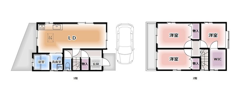 八尾市弓削町３丁目　中古戸建 間取図・土地図