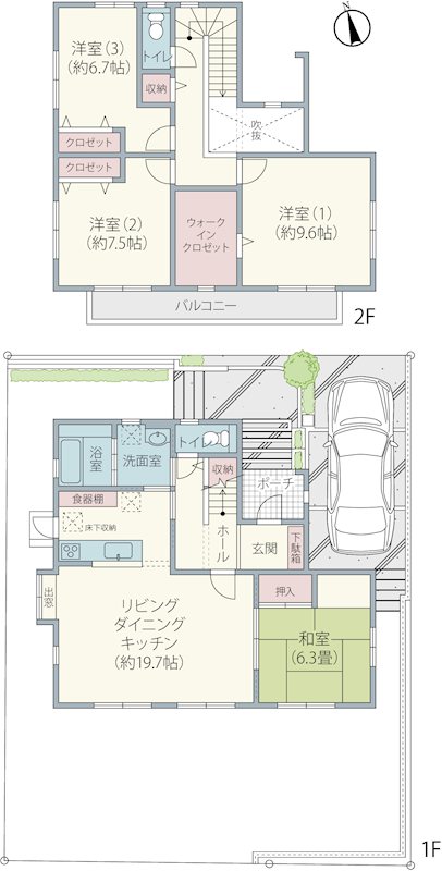 佐倉市ユーカリが丘7丁目　南公園通りに面した庭のある戸建 間取図・土地図