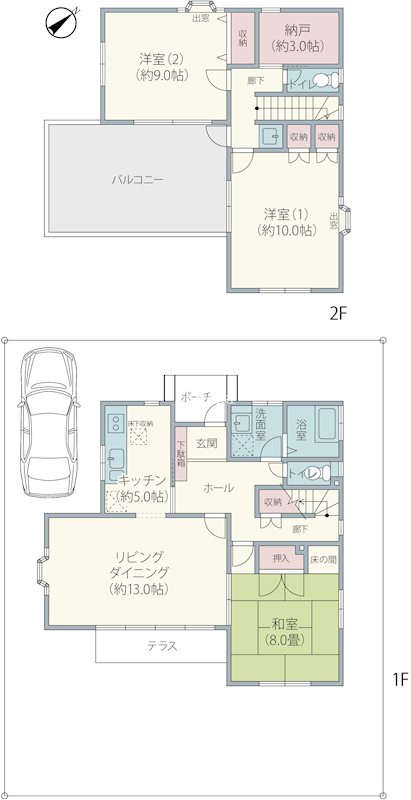 佐倉市上志津 土地57坪付ヘーベルハウス施工中古戸建 間取図・土地図