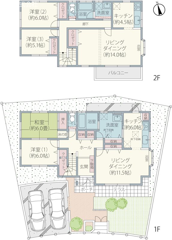 佐倉市宮前2丁目　リフォーム済の2世帯住宅 間取図・土地図