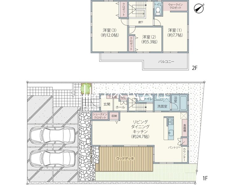 オール電化・太陽光発電の2018年築ヘーベルハウス注文住宅 間取図・土地図