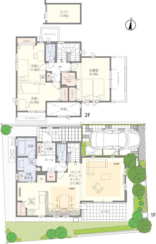 千葉県佐倉市西ユーカリが丘５丁目 間取図・土地図