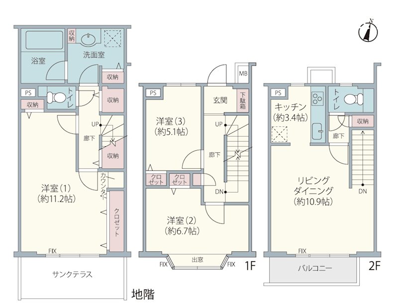 コラボハウス・南ユーカリが丘 8街区1-3号室 間取図・土地図