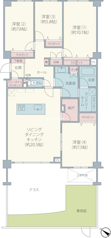 グランフォート・ユーカリが丘 壱番館105号室 間取図・土地図