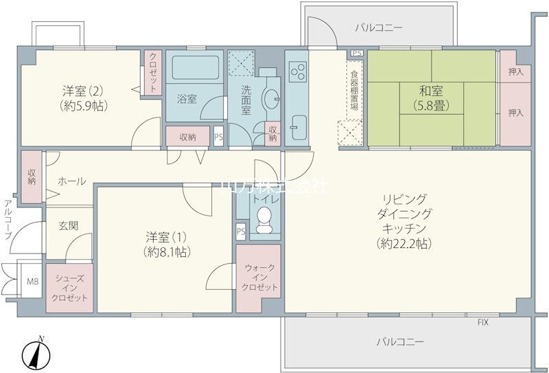 ☆大型犬飼育可☆コラボハウス・南ユーカリが丘9街区2階フラット住戸 間取図・土地図