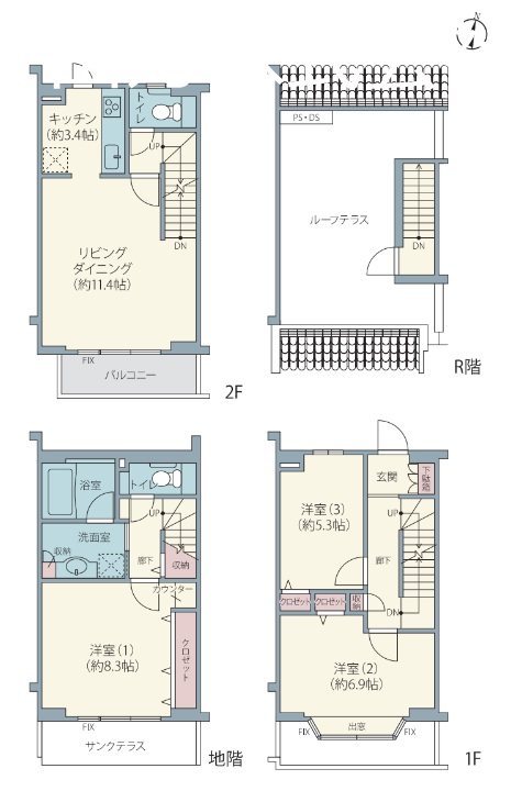 コラボハウス・南ユーカリが丘 8街区1-17号室 間取図・土地図