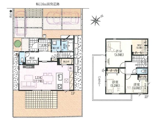 【全館空調搭載住宅】　成田市寺台　3号棟 間取図・土地図