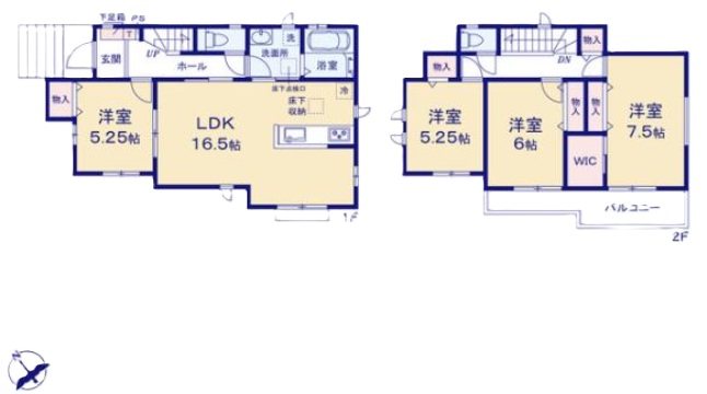 千葉県富里市日吉台５丁目23-5 間取図・土地図