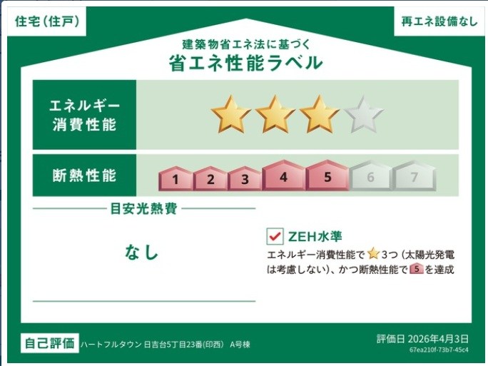 千葉県富里市日吉台５丁目23-5 省エネ性能ラベル