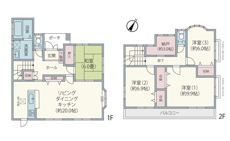 成田市公津の杜1丁目 戸建 間取図・土地図