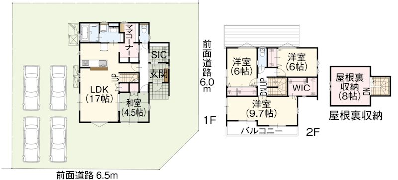 全館空調－Z空調－掲載モデルハウス　富里市七栄　１号棟 間取図・土地図