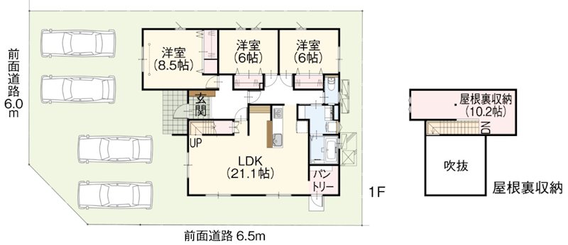 全館空調－Z空調－掲載モデルハウス　富里市七栄　2号棟  間取図・土地図
