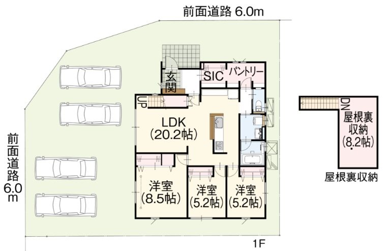 全館空調－Z空調－掲載モデルハウス　富里市七栄　3号棟  間取図・土地図