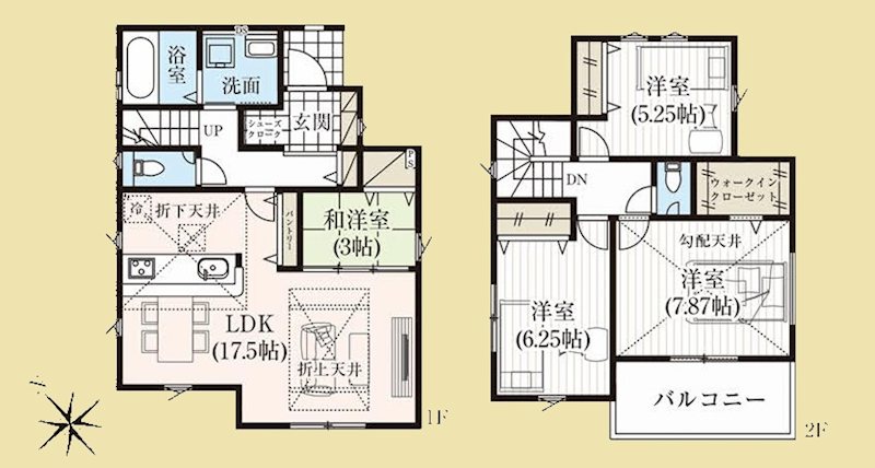 【グラファーレ】成田市吾妻8期　ZEH水準仕様（全2棟）2号棟  間取図・土地図