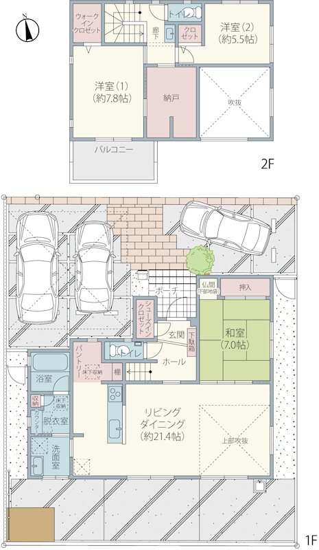 『ミライアガーデンヒルズ』分譲地内、築3年の注文住宅 間取図・土地図