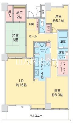 スカイプラザ・ユーカリが丘・イーストタワー13階  南西向き 間取図・土地図