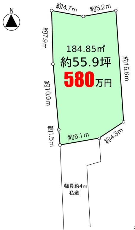 青山580万土地 間取図・土地図