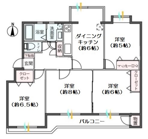 宮前平グリーンハイツ26号棟  間取図・土地図