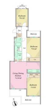 マンション上大岡台Ｃ棟 間取図・土地図