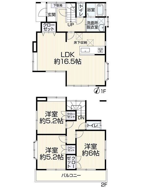 上尾市弁財1丁目中古戸建 間取図・土地図