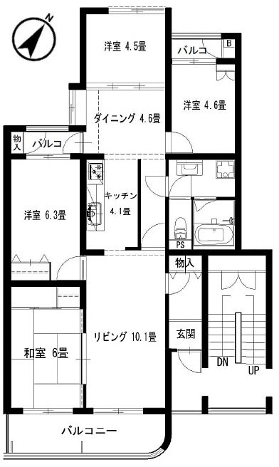 かしの木台ハイツ7号棟 間取図・土地図
