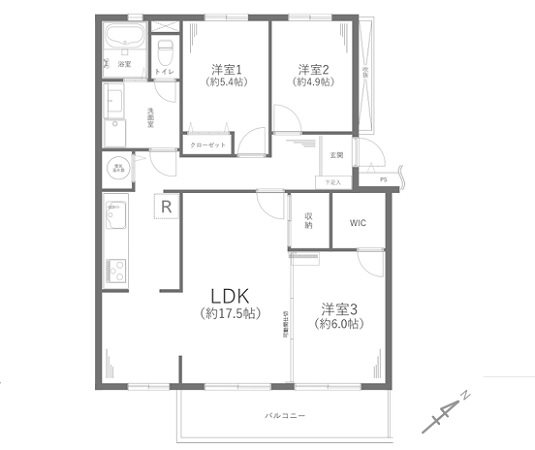 コーポ鵠沼Ｂ棟 間取図・土地図