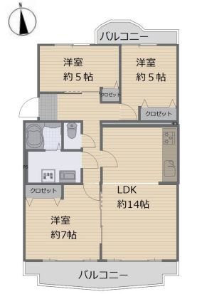 相模原富士マンションＢ 間取図・土地図