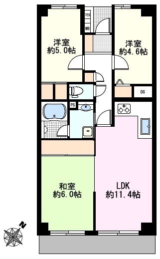 西葛西ビューハイツＢ棟 間取図・土地図