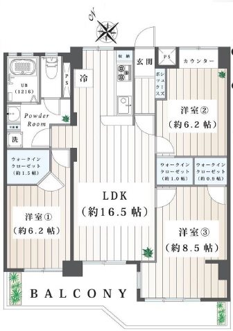 野庭団地604-1号棟 間取図・土地図
