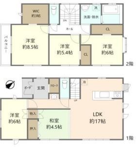 鴻巣市宮地5丁目中古戸建 間取図・土地図