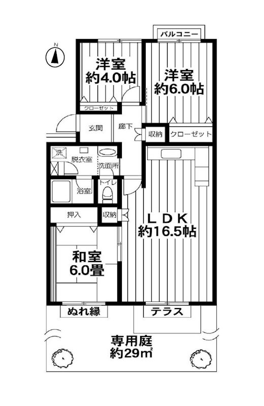 エステート永山5号棟 間取図・土地図