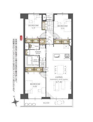 稲毛ビューハイツ３号棟 間取図・土地図