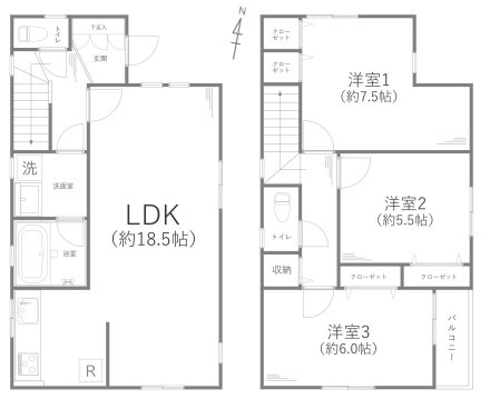 横浜市戸塚区戸塚町中古戸建 間取図・土地図