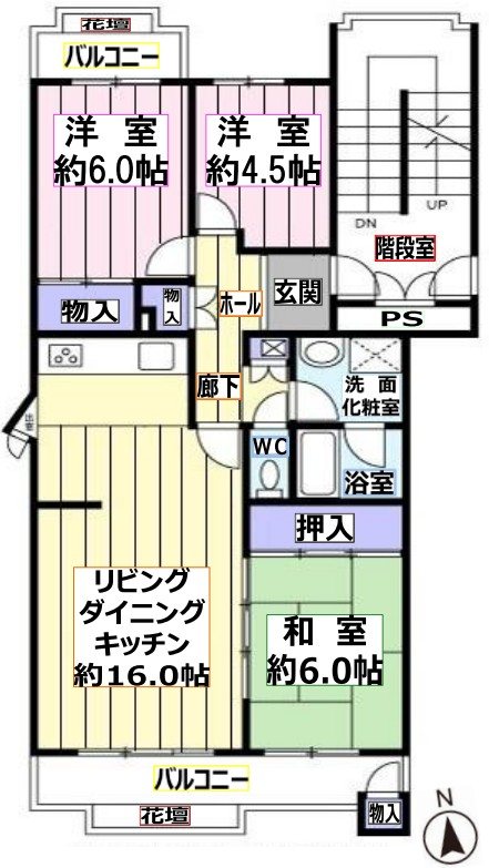 三郷早稲田団地（6丁目） 間取図・土地図