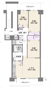 津田沼ハイライズ 間取図・土地図