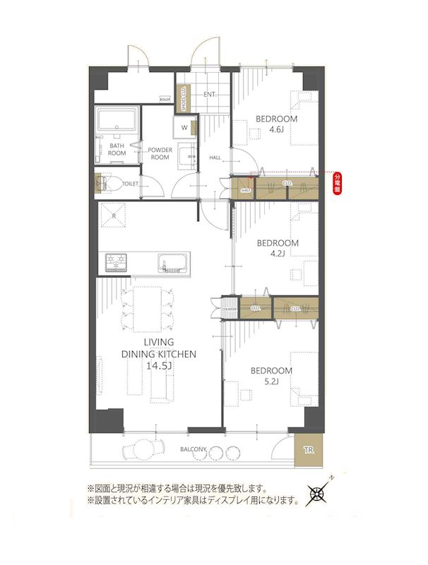 東建検見川マンションB棟 間取図・土地図