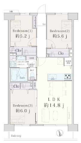 コープ野村湘南本郷台２号棟 間取図・土地図