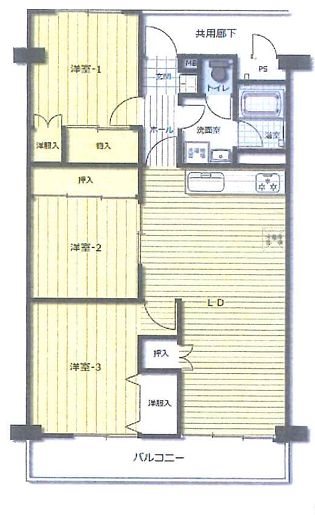 稲毛ファミールハイツ5棟 間取図・土地図