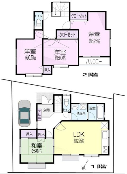 千葉市稲毛区黒砂二丁目中古戸建 間取図・土地図