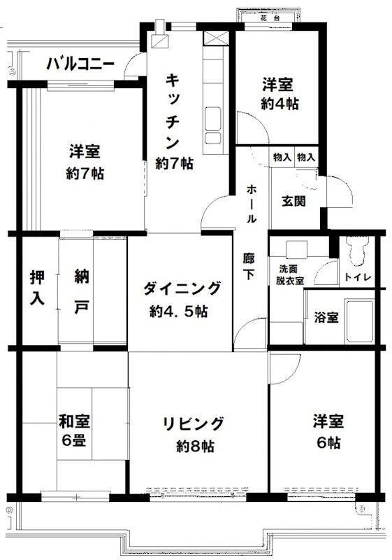 かわつる三芳野団地   間取図・土地図
