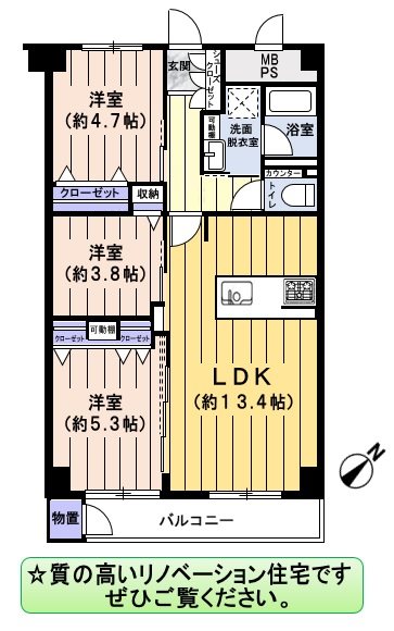東建検見川マンションB棟 間取図・土地図