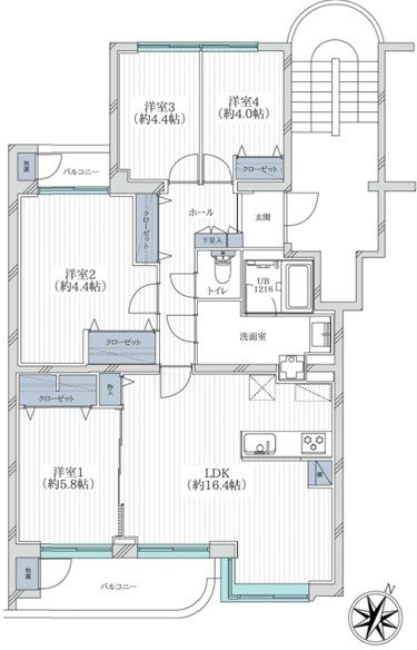 かしの木台ハイツ6号棟 間取図・土地図
