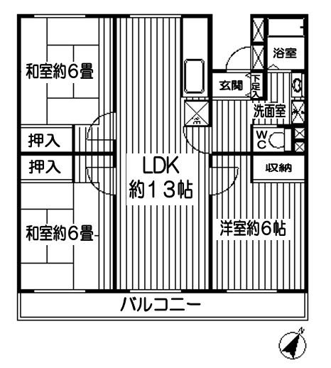 稲毛ファミールハイツ22棟 間取図・土地図