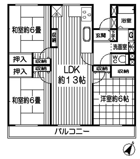 稲毛ファミールハイツ22棟 間取図・土地図