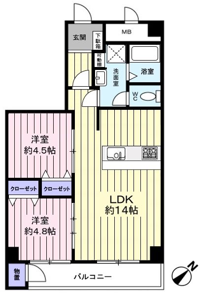 東建検見川マンションA棟 間取図・土地図