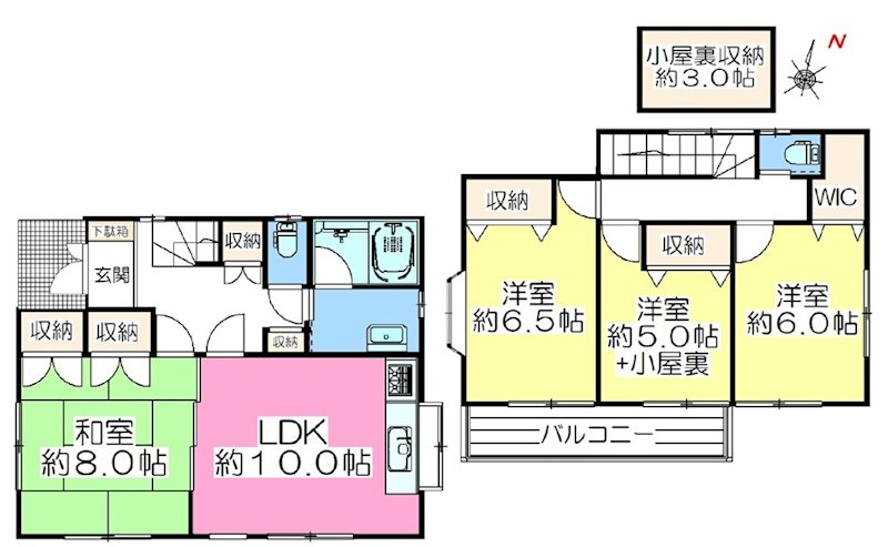 新座市西堀一丁目戸建 間取図・土地図