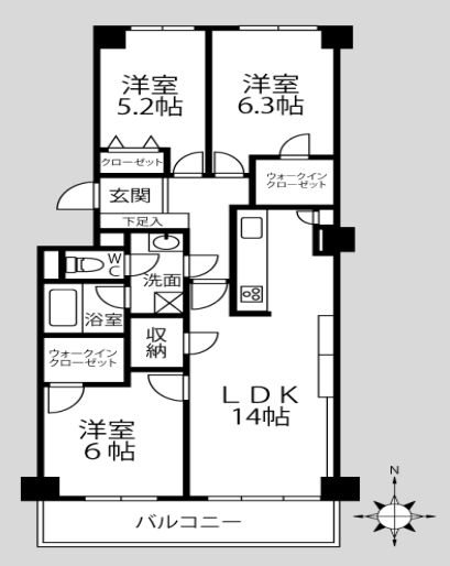 グリーンコープ南大沢5号棟 間取図・土地図