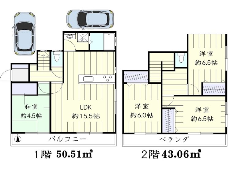 船橋市三山６丁目中古戸建 間取図・土地図