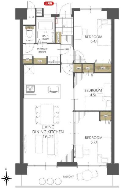 なぎさニュータウン３号棟 間取図・土地図